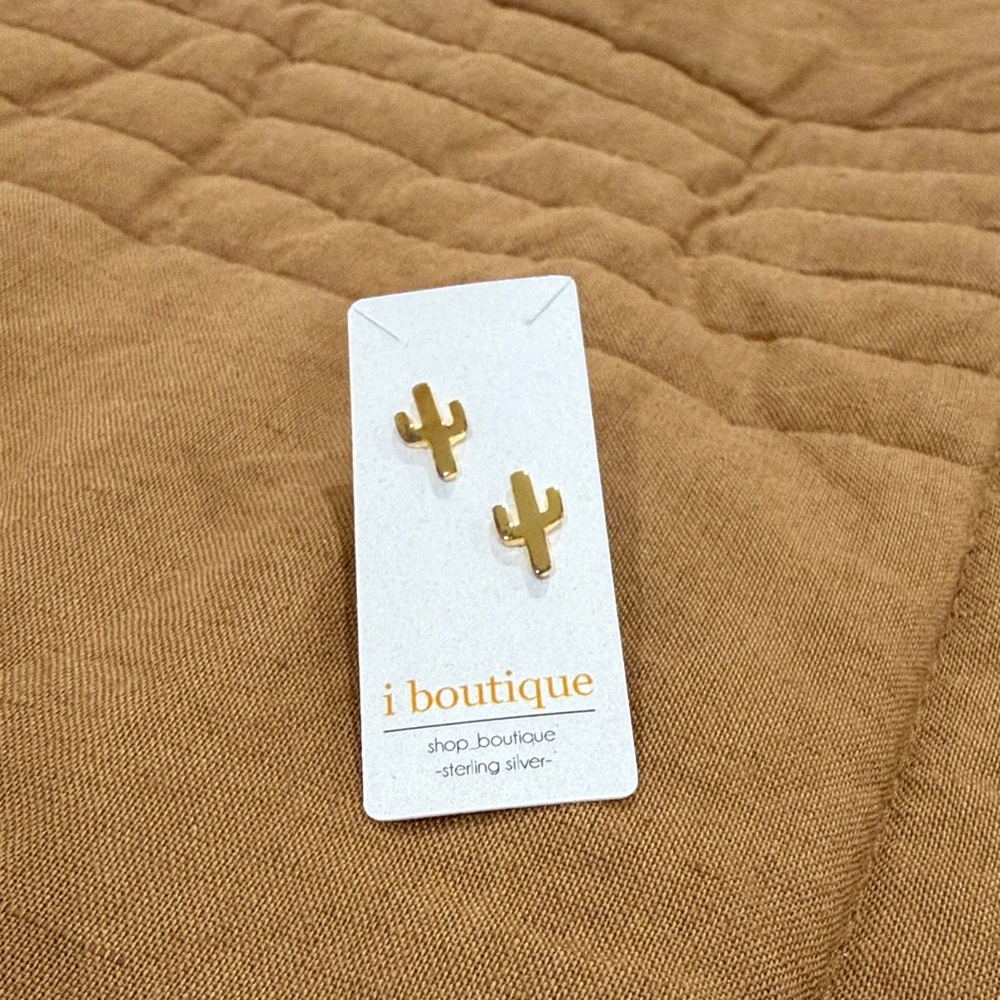 Gold Cactus Earrings by